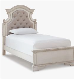 Parkwoods Tufted Standard Twin Bed, box springs and mattress.