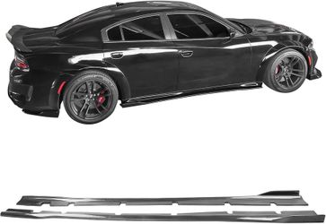 2 PCS Side Skirts Fit for Dodge Charger Widebody 2020 2021 2022 2023 Rocker Panel Extensions Carbon Fiber Style
