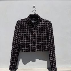 Chanel 23k Black & Pink Tweed Jacket 