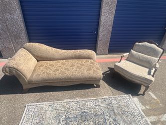 Vintage  Chaise Lounge & Louis XIV Style Chair- Delivery Available