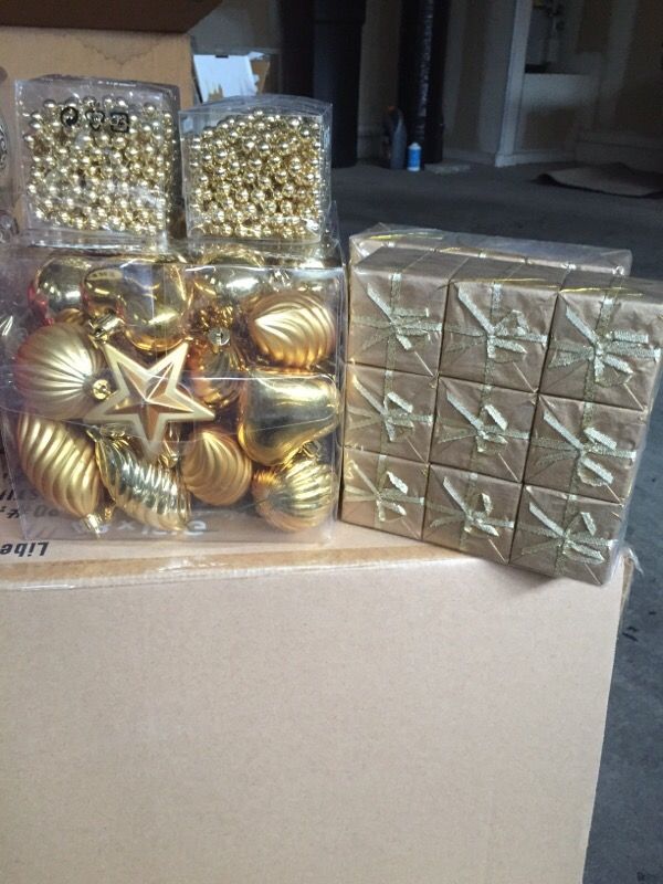 assorted gold ornaments
