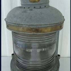 Antique Maritime Lantern Galvanized Metal Glass Railroad Style Navigation Light A Ward Hendrickson 