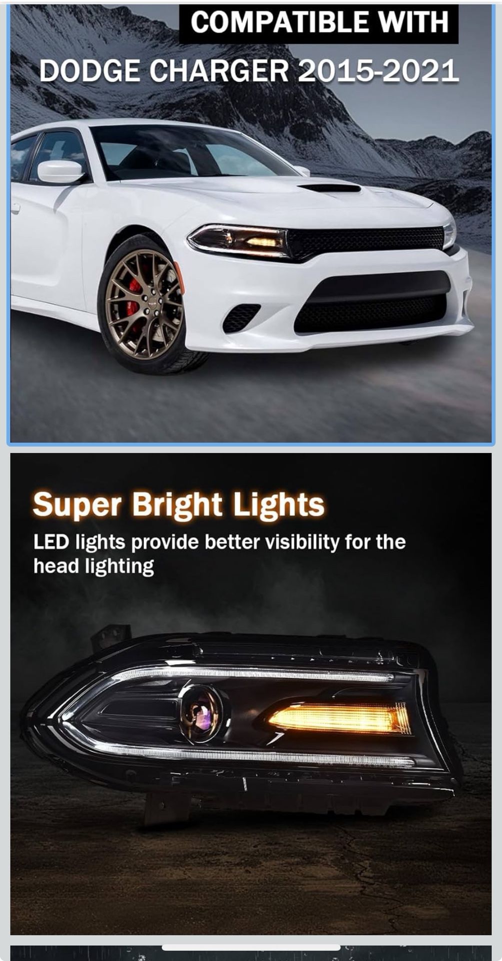 Black Headlights Projectors Beam Fit Dodge Charger 2015 To 22