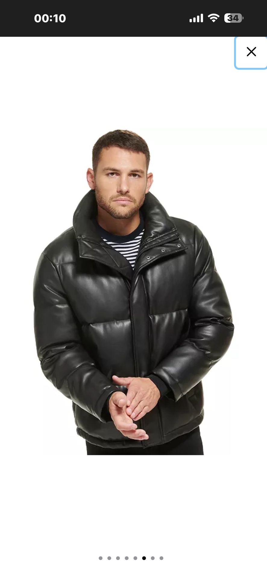 Men's Faux Leather Classic Puffer Jacket