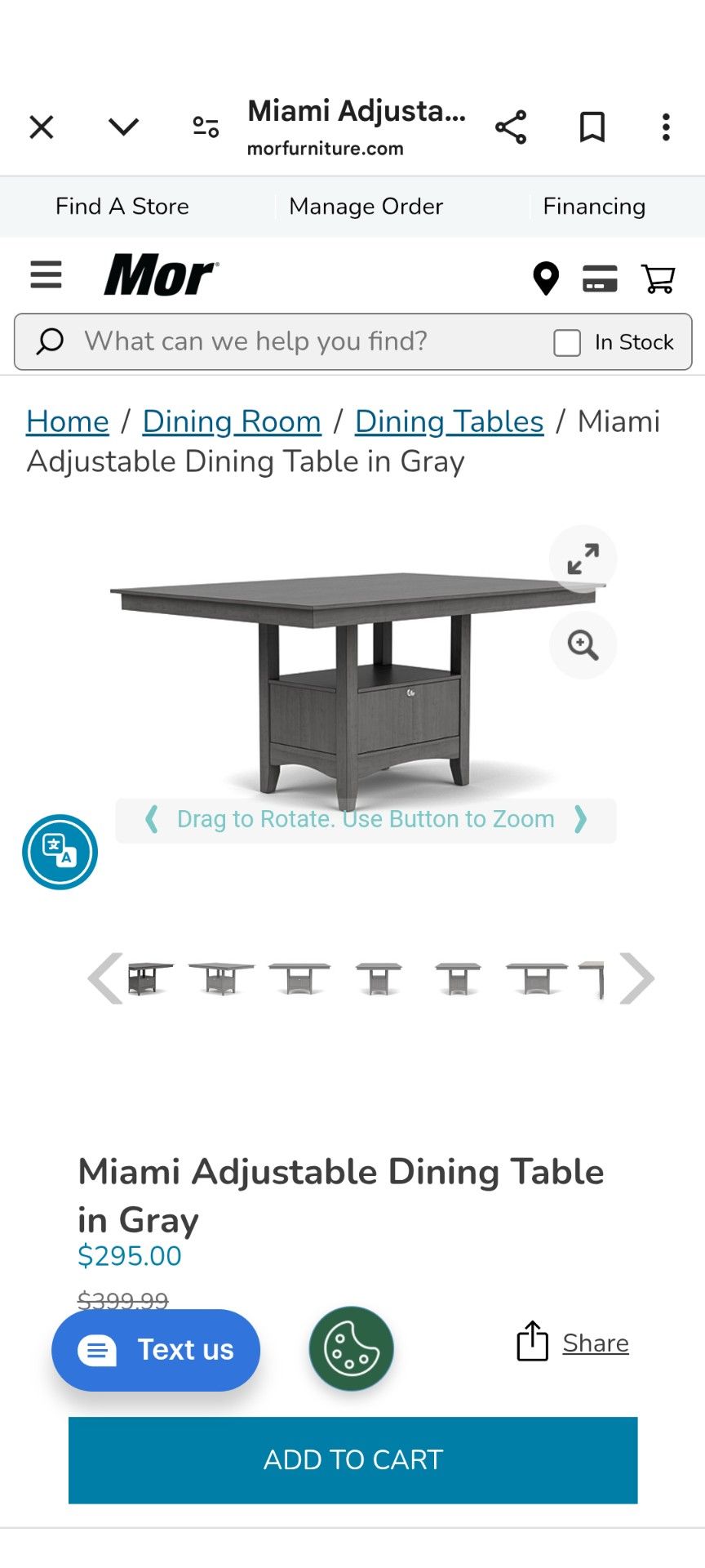 Dining room table/ Adjustable Height