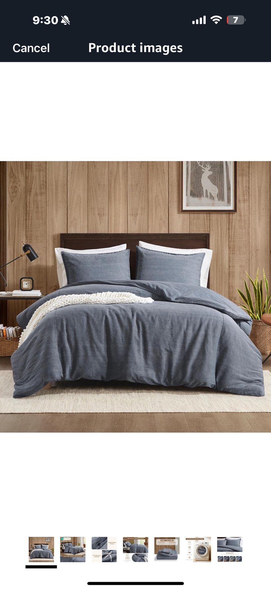 Woolrich King Duvet Cover Set Cotton Stone Washed, Oversized Duvet Cover for King Size Bed, All Season Soft King Size Bedding Cover, McKenzie, King/Ca