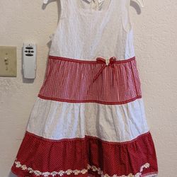 Girls White Red Sunflower Dress Size 10