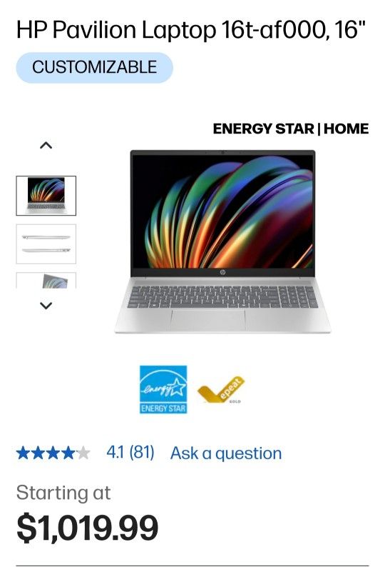 hp pavilion laptop 16"