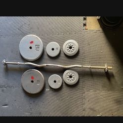Weight Plates / Curl Bar.         70 Dollars 