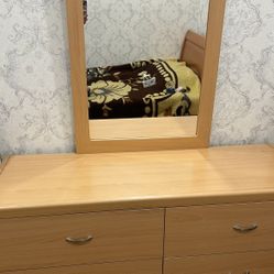 Twin Size Bed With Mattress And Dresser With Mirror