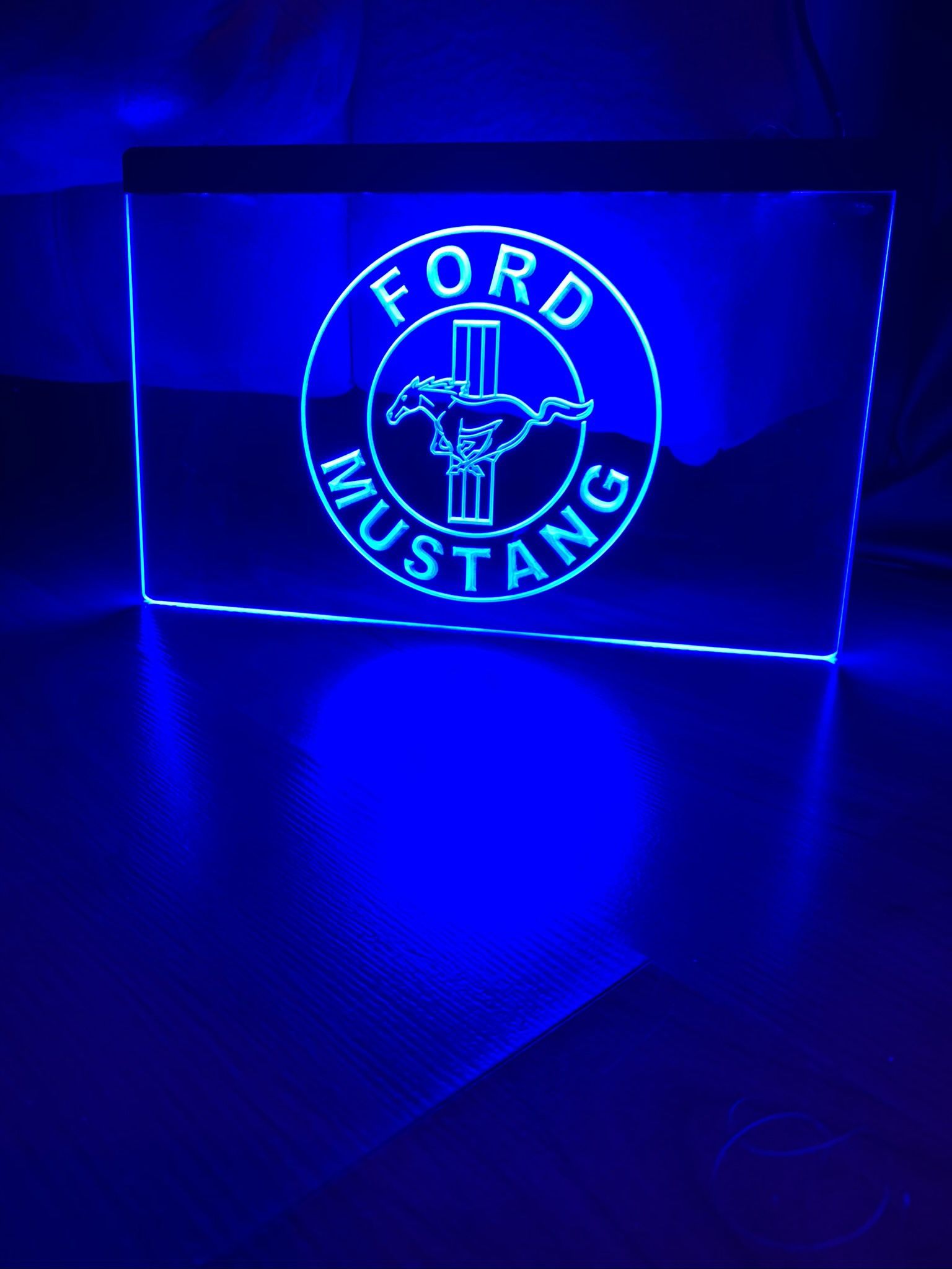 FORD MUSTANG LED NEON BLUE LIGHT SIGN 8x12