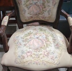 Three Upholstered Armchair with Wood Frame