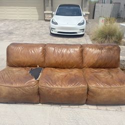 Living Spaces Leather Couch