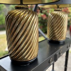 Two 1970’s Large Brass Table Lamps