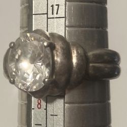 Vintage Sterling Silver Ring Size 7 1/2, Nice Crystal