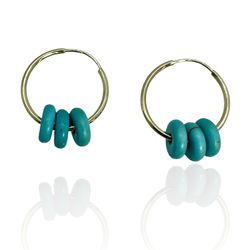 14k Gold Turquoise Hoop Earrings Jewelry 