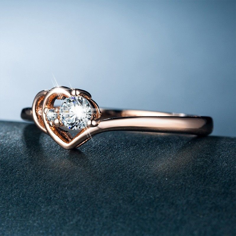 "Rose Gold Heart Shaped Cute Wedding/Engagement/Party Ring for Women