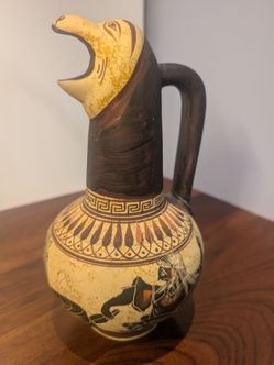 Ancient Greek Oinochoe Replica Pitcher – Hand Painted in Greece
