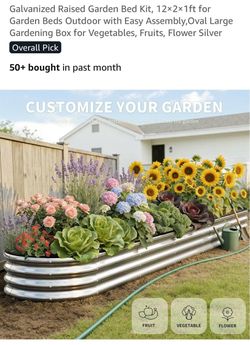 Galvanized Raised Garden Bed Kit 12x2x1ft