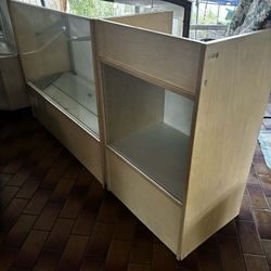 2 Glass Showcases 48”Lx17.5”Wx38”H- 24”Lx17.5”Wx38”H