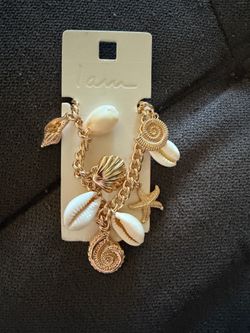 I AM Gold Tone Sea Shell & Starfish Charm Anklet Bracelet – NWT