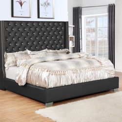 BLACK bed - 🖤🖤 DIAMOND TUFTED headboard 🖤🖤