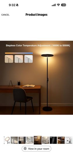 Floor Lamp,30W/2400LM Sky LED Modern Torchiere 3 Color Temperatures Super Bright-Tall Standing Pole Light with Remote & Touch Control for Living Room,
