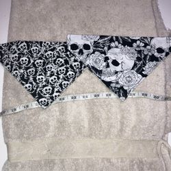 Set Of 2 Handmade Halloween Large Pet Dog Bandana Over Collar Cover ~9.5” Across