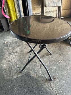 Round Glass Top Folding Side Table