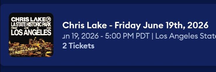 2 VIP Chris lake tickets