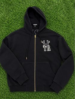 True Religion Big T Cross Stitch Logo Zip Hoodie