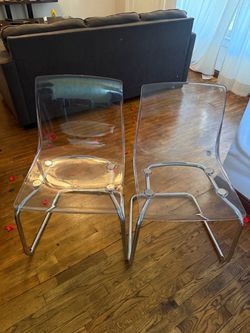 Two clear, good quality chairs — must be gone by Saturday 8/15