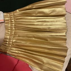 Girls Gold Pleated skirt