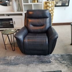 Dark Navy Leather Recliner 