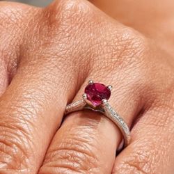 Vintage 14k White Gold Ruby Engagment Ring