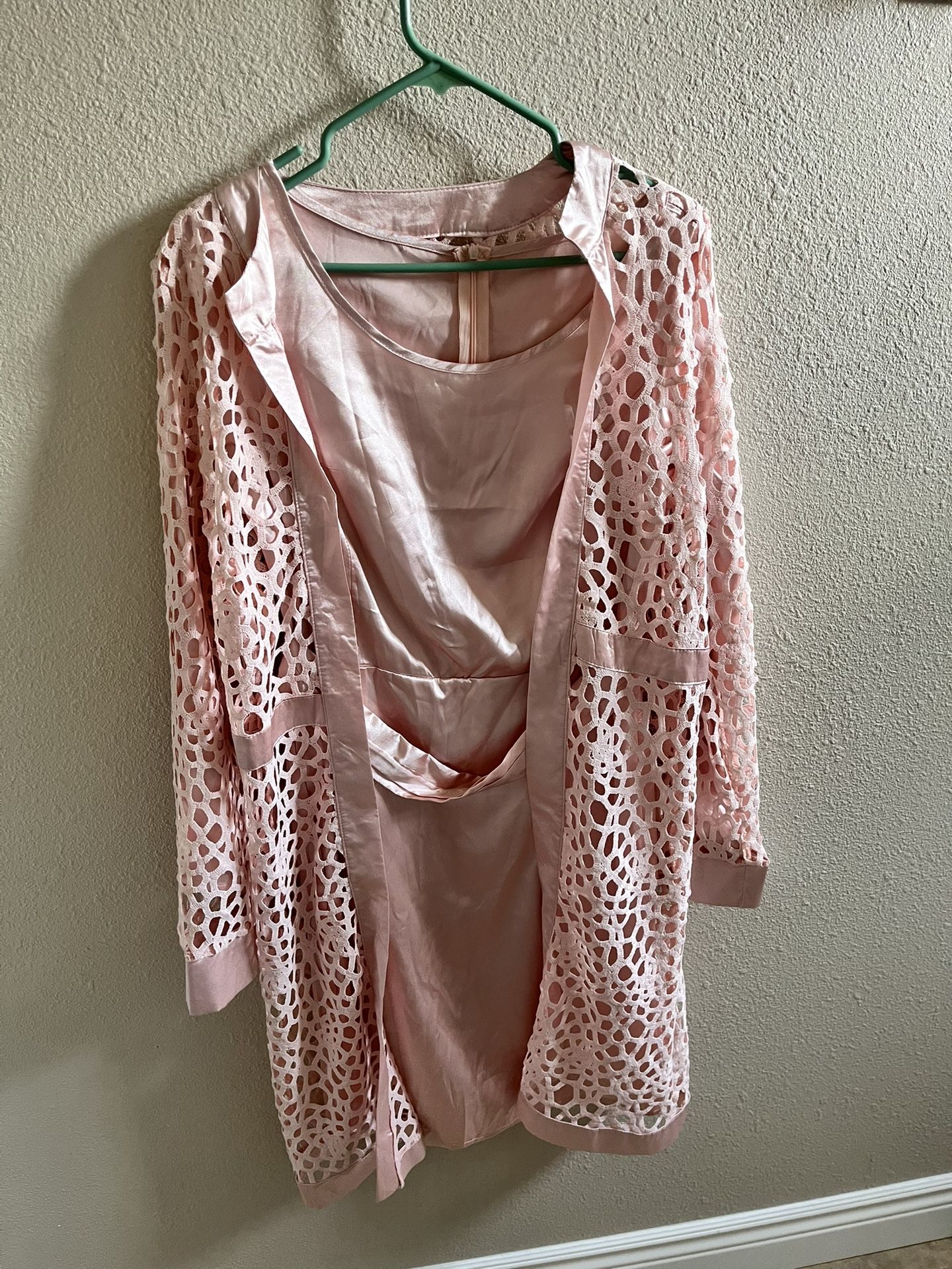 Light Pink Satin Dress With Jacket