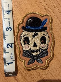 Retro Skull  Patch Blue Hat
