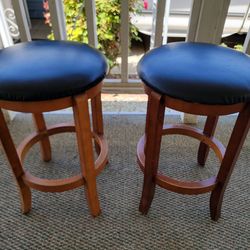 2 Upholstered, Wood Bar Stools. Very Comfortable and Solid. Must See To Appreciate!!!