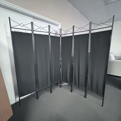 6 Panels Room Divider Washable Fabric Insert Black