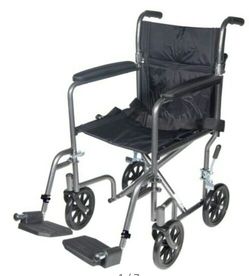 Drive Steel Transport Chair : 17 Inch Silver Vein Frame new