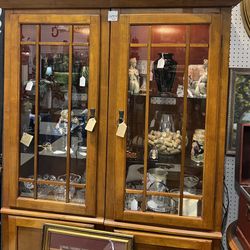 2 Curio Cabinets With Glass Shelves & Lighting $149 OBO Cash No Delivery