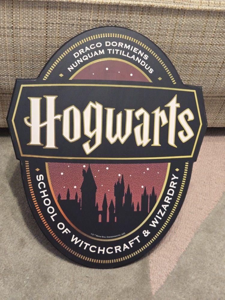 Harry Potter Hogwarts Sign Wall Art Ready To Hang 14" X 17"
