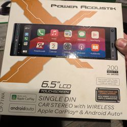 Power Acoustik CP-71WA Single DIN 6.5" Color Touchscreen Car Stereo with Bluetooth Connected Apple CarPlay + Android Auto
