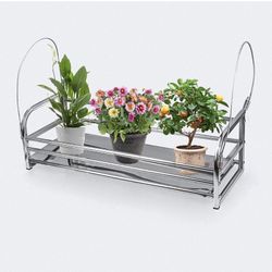 SHEEPAM Hanging Balcony Flower Pot Stand, Adjustable Rack Railing Shelf Stainless Steel Plant Pots H