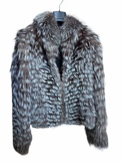 Denimaxx Couture Modern Silver Fox Fur Zip Jacket • Size L