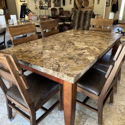 Marble Dining Set with 6 Chairs
