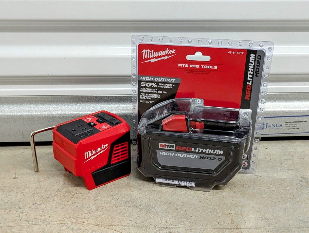 Milwaukee m18 top off inverter and 12ah battery