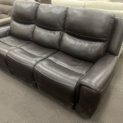 Top Leather Power Recliner Sofa 