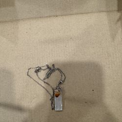Tiger’s Eye and Selenite Pendant Necklace 