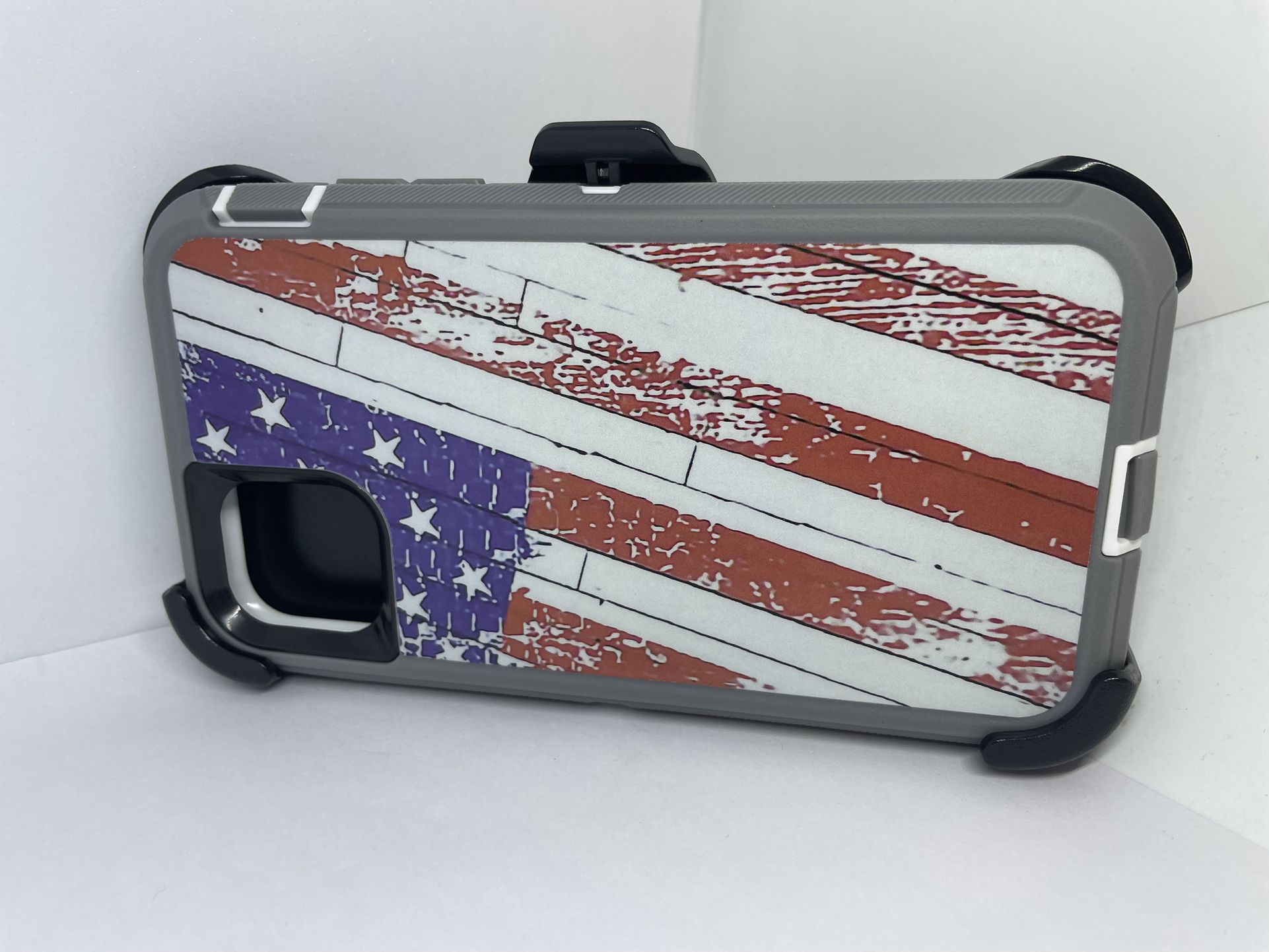 For iPhone 11 USA Flag Camouflage Belt Clíp Case 